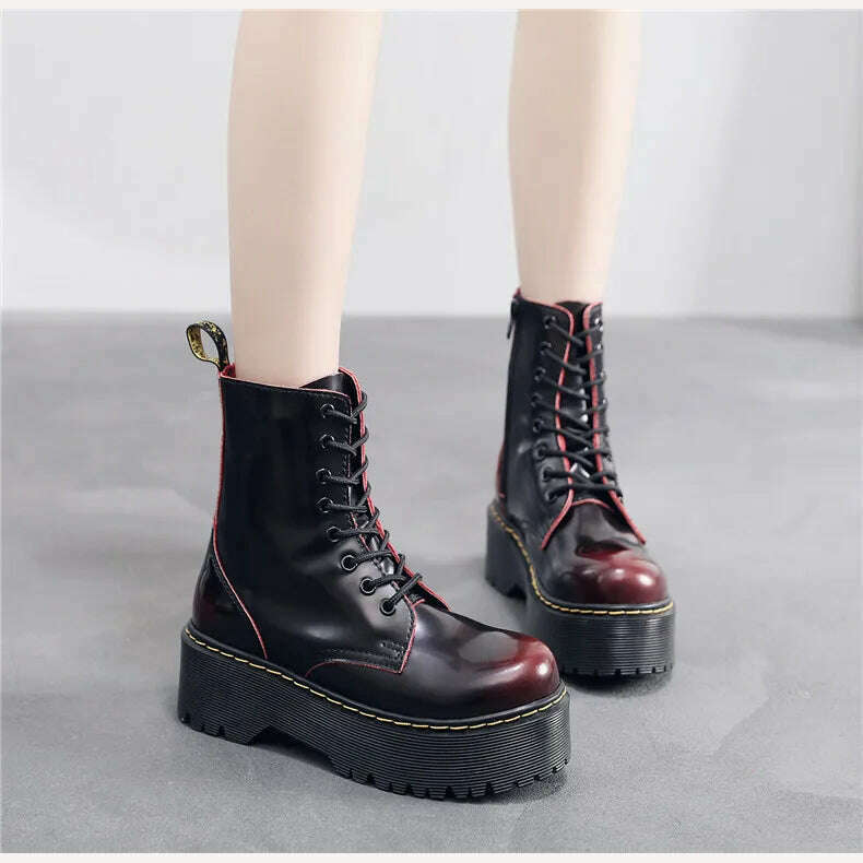 KIMLUD, Couple High Top Casual Leather Boots Spring and Autumn Outdoor Thick Sole Anti slip Work Boots Men's and Women's Trendy Boots, KIMLUD Womens Clothes