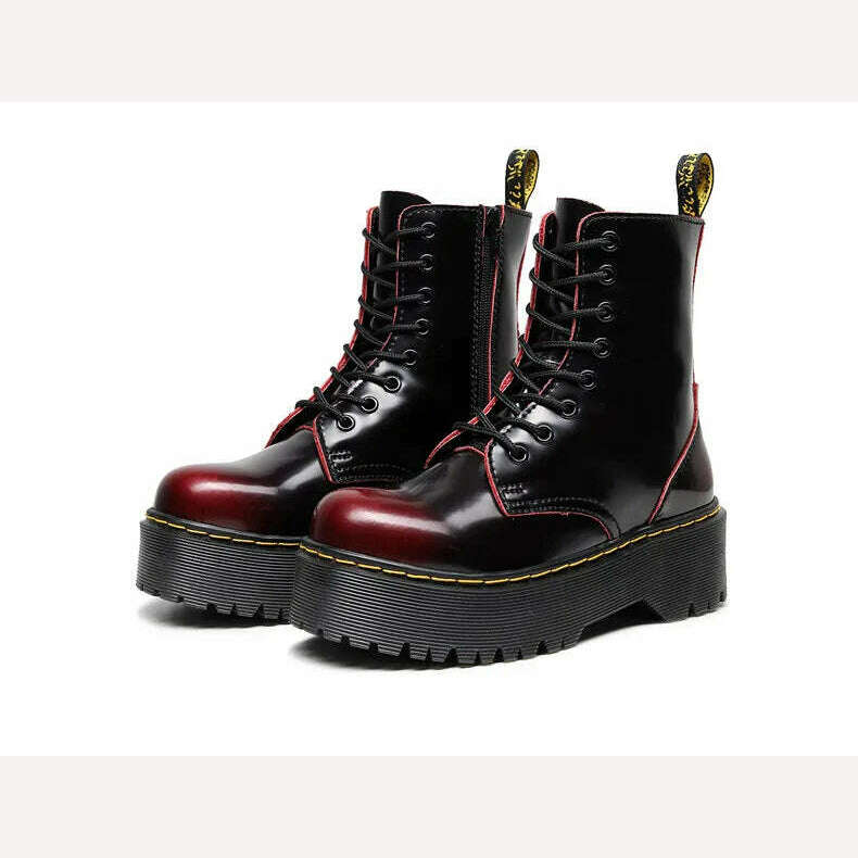 KIMLUD, Couple High Top Casual Leather Boots Spring and Autumn Outdoor Thick Sole Anti slip Work Boots Men's and Women's Trendy Boots, KIMLUD Womens Clothes