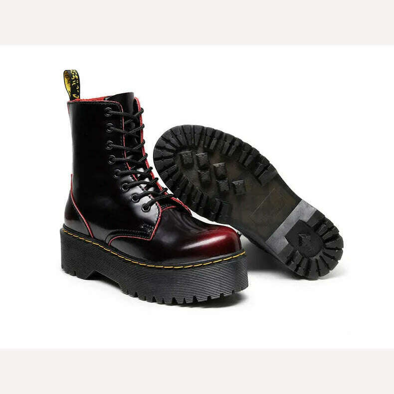 KIMLUD, Couple High Top Casual Leather Boots Spring and Autumn Outdoor Thick Sole Anti slip Work Boots Men's and Women's Trendy Boots, KIMLUD Womens Clothes