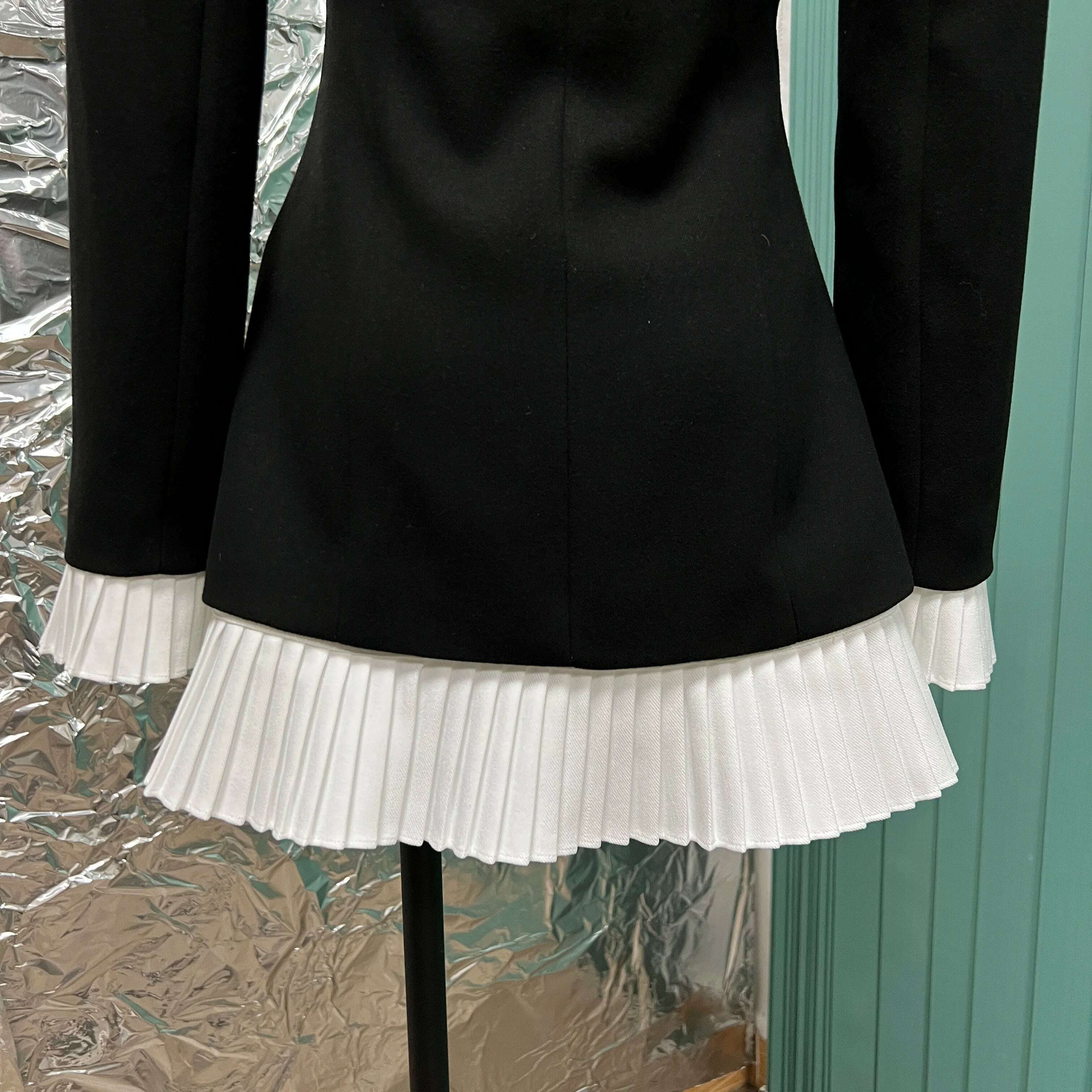 KIMLUD, Court style ruffled hem shirt + two suits lapel dress ruffled hem detachable skirt, KIMLUD Womens Clothes