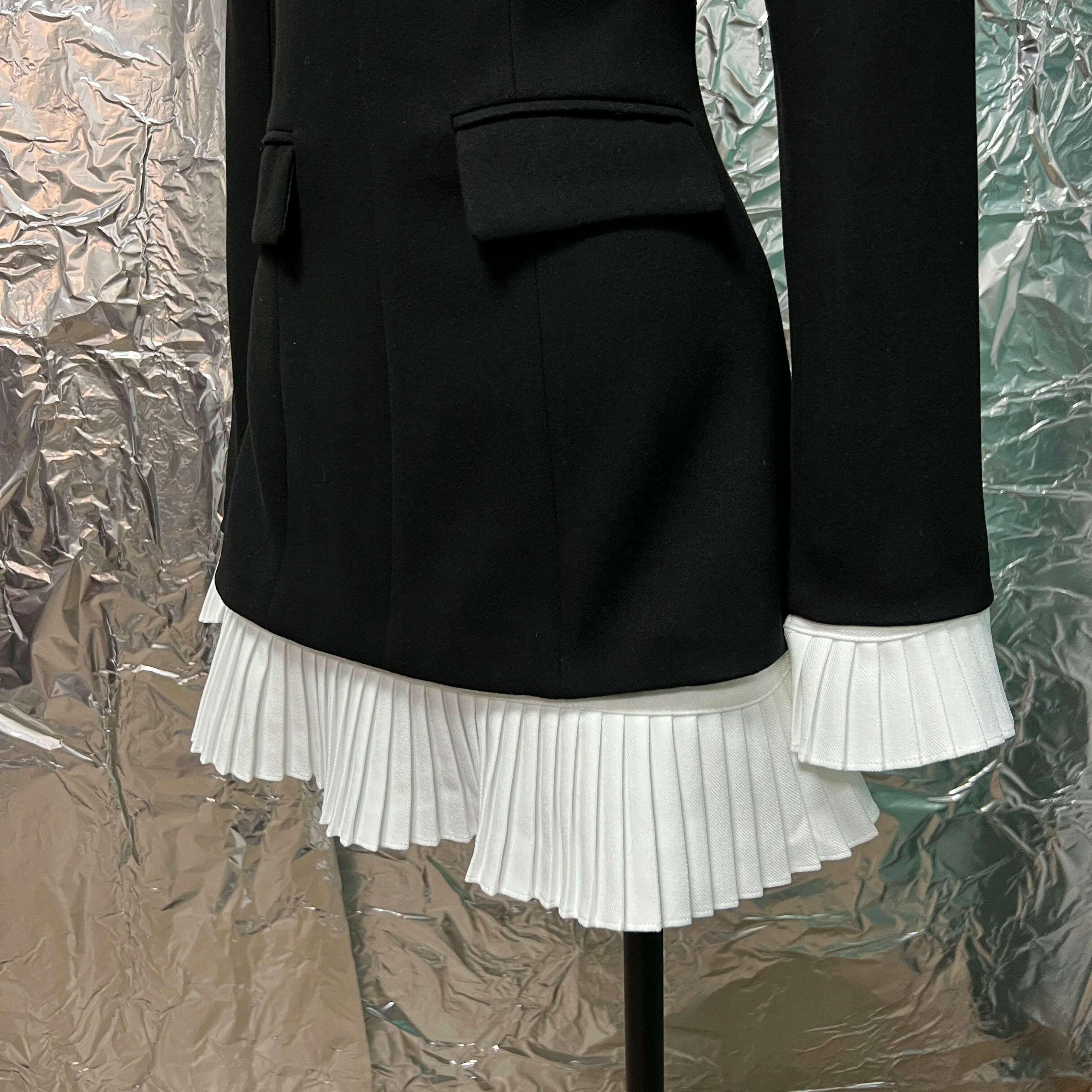 KIMLUD, Court style ruffled hem shirt + two suits lapel dress ruffled hem detachable skirt, KIMLUD Womens Clothes