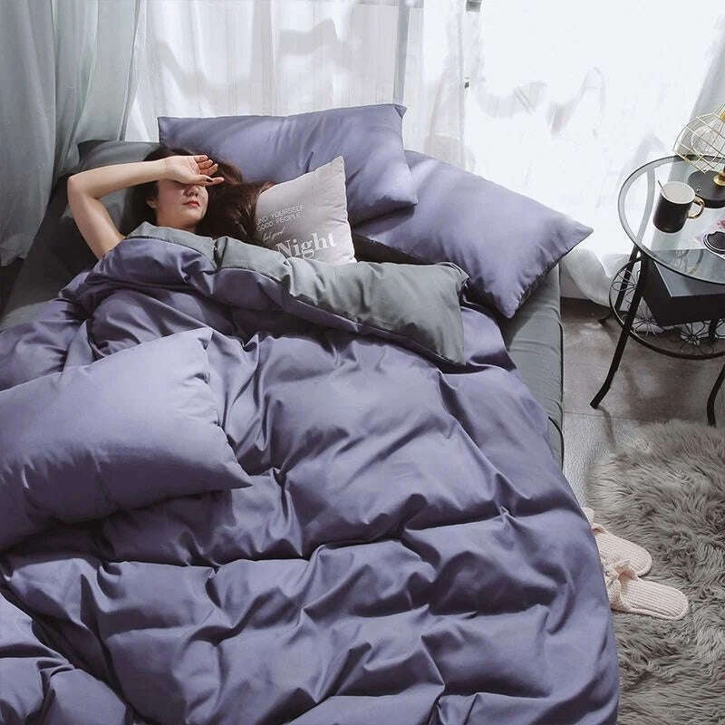 Cream Style Solid Colours Pink Yellow Bedding Set Twin Full Queen King Size Bed Linen Girls Adults Bed Flat Sheet Pillowcase - KIMLUD