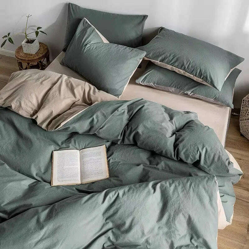 Cream Style Solid Colours Pink Yellow Bedding Set Twin Full Queen King Size Bed Linen Girls Adults Bed Flat Sheet Pillowcase - KIMLUD