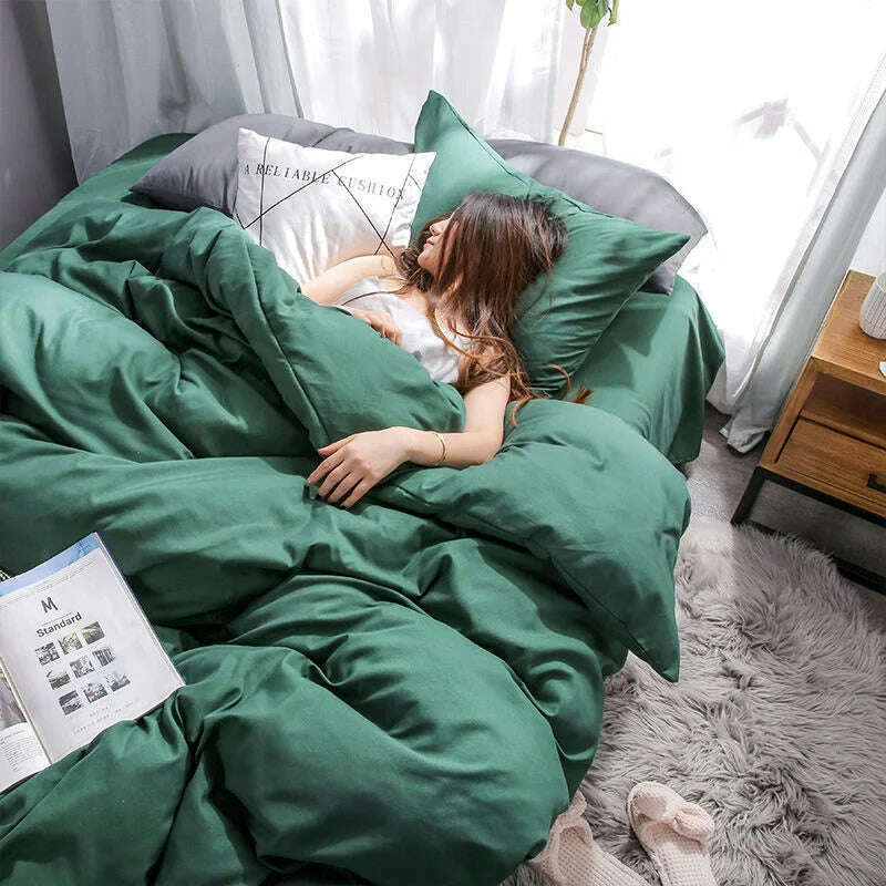 Cream Style Solid Colours Pink Yellow Bedding Set Twin Full Queen King Size Bed Linen Girls Adults Bed Flat Sheet Pillowcase - KIMLUD