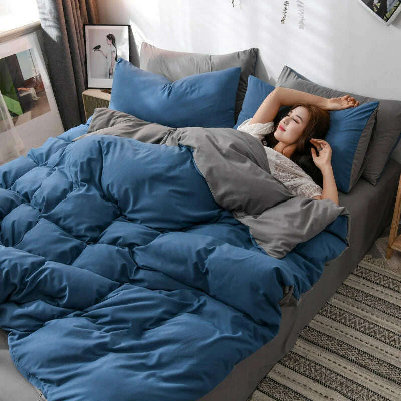 Cream Style Solid Colours Pink Yellow Bedding Set Twin Full Queen King Size Bed Linen Girls Adults Bed Flat Sheet Pillowcase - KIMLUD