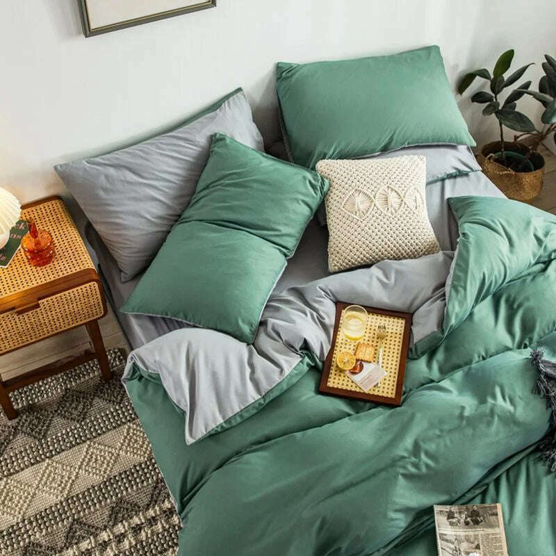 Cream Style Solid Colours Pink Yellow Bedding Set Twin Full Queen King Size Bed Linen Girls Adults Bed Flat Sheet Pillowcase - KIMLUD