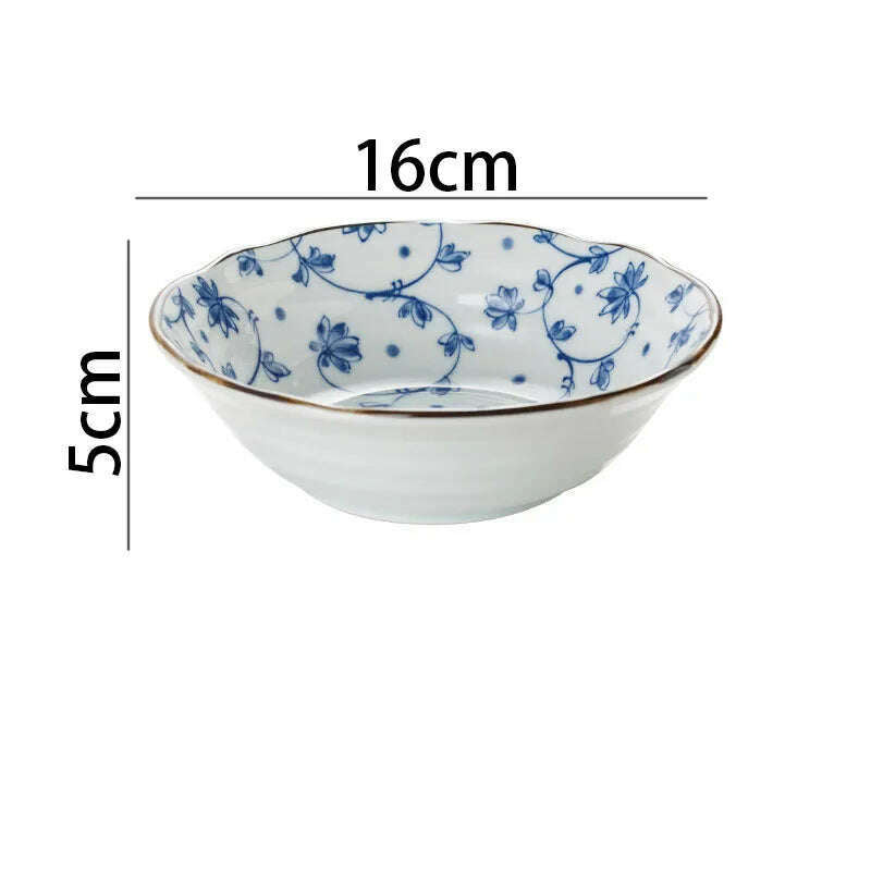 KIMLUD, Creative Ceramic Plate Blue and White Porcelain Desktop Fruit Salad Dish Hotel Dinner Set Plates and Dishes Kitchen Cutlery, B-bowl-16x5cm, KIMLUD Womens Clothes