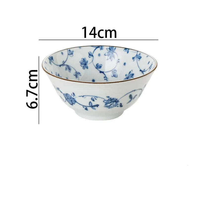 KIMLUD, Creative Ceramic Plate Blue and White Porcelain Desktop Fruit Salad Dish Hotel Dinner Set Plates and Dishes Kitchen Cutlery, A-bowl-14x6.7cm, KIMLUD Womens Clothes