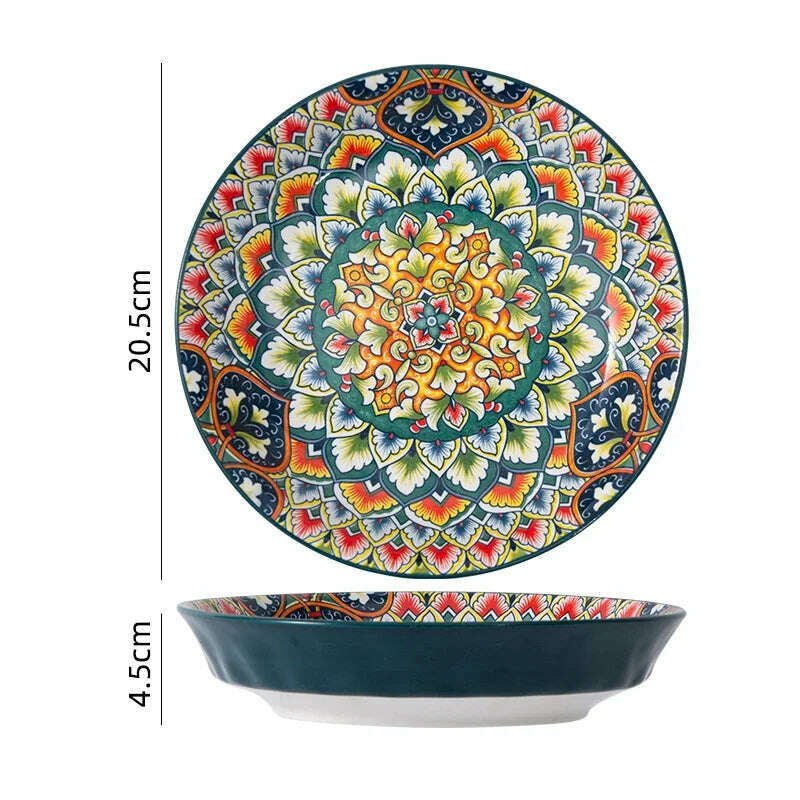 Creative Ceramic Tableware Set, Large Plate, Bohemian Style Dish Combination, Dinner Plate Set, Bowl and Plate Set - KIMLUD