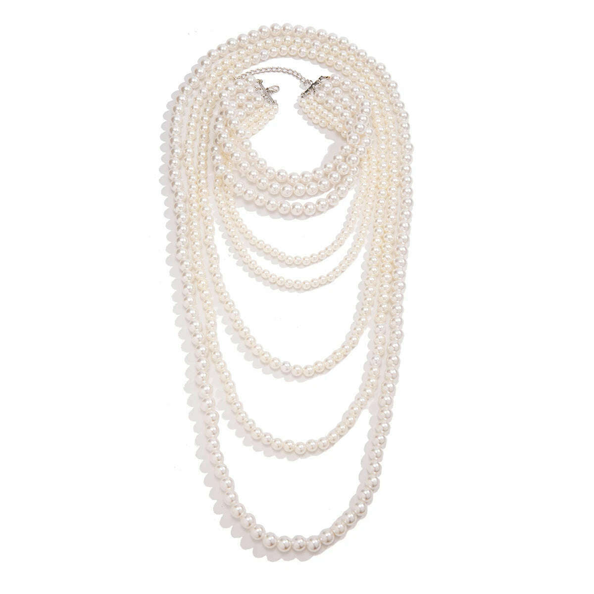 Creative Multilayer Imitation Pearl Long Chain Necklace for Women Elegant Tassel Beads Choker Party Y2K Jewelry Wed Accessories - KIMLUD