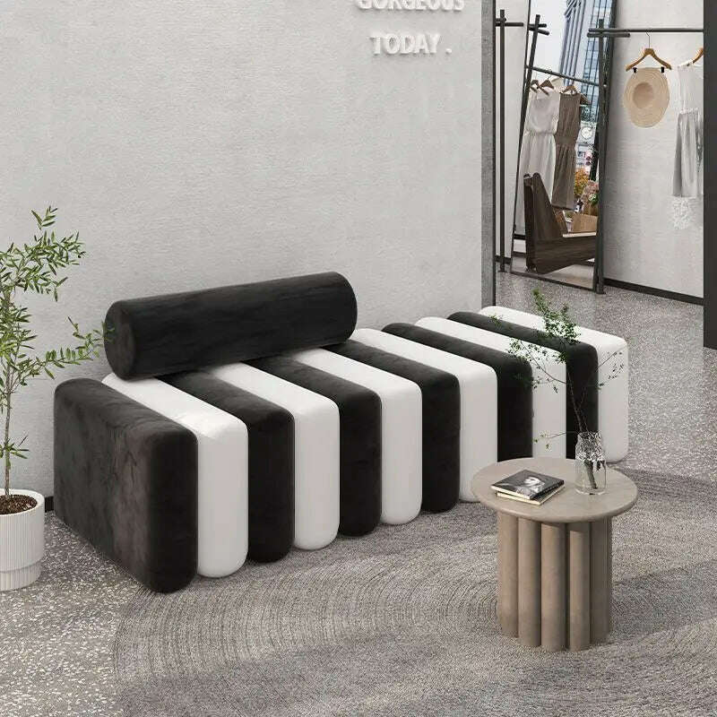 Creative Sofa Stool Light Luxury Shoe Stool Clothing Store Rest Long Bench Living Room Rectangular Sofa Stool Bed End Stool - KIMLUD