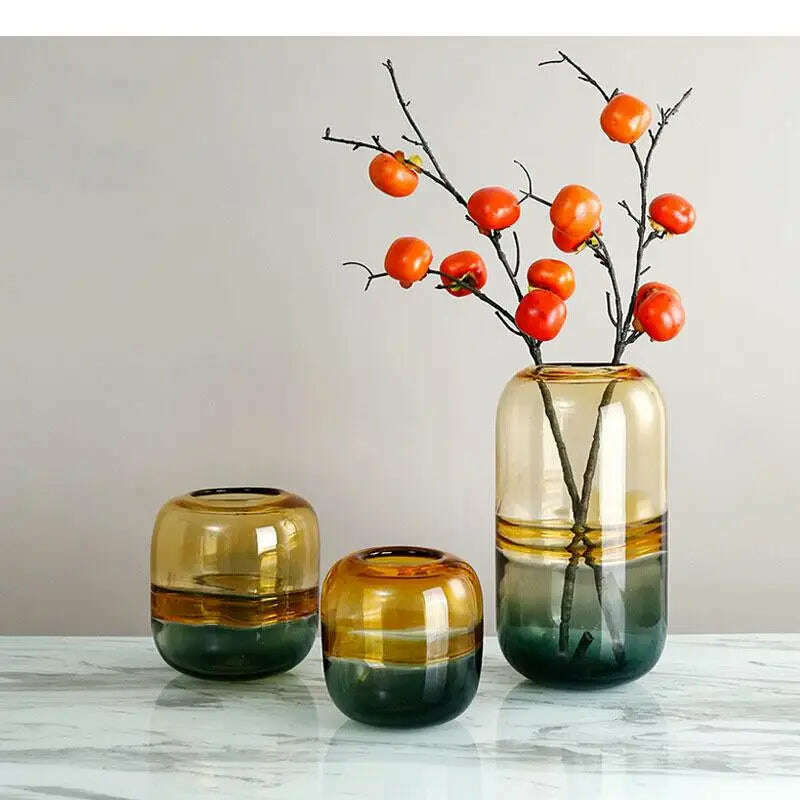 KIMLUD, Creative Transparent Gradient Glass Vase Hydroponic Flower Pots Desk Decoration Artificial Flower Decorative Floral Arrangement, KIMLUD Womens Clothes