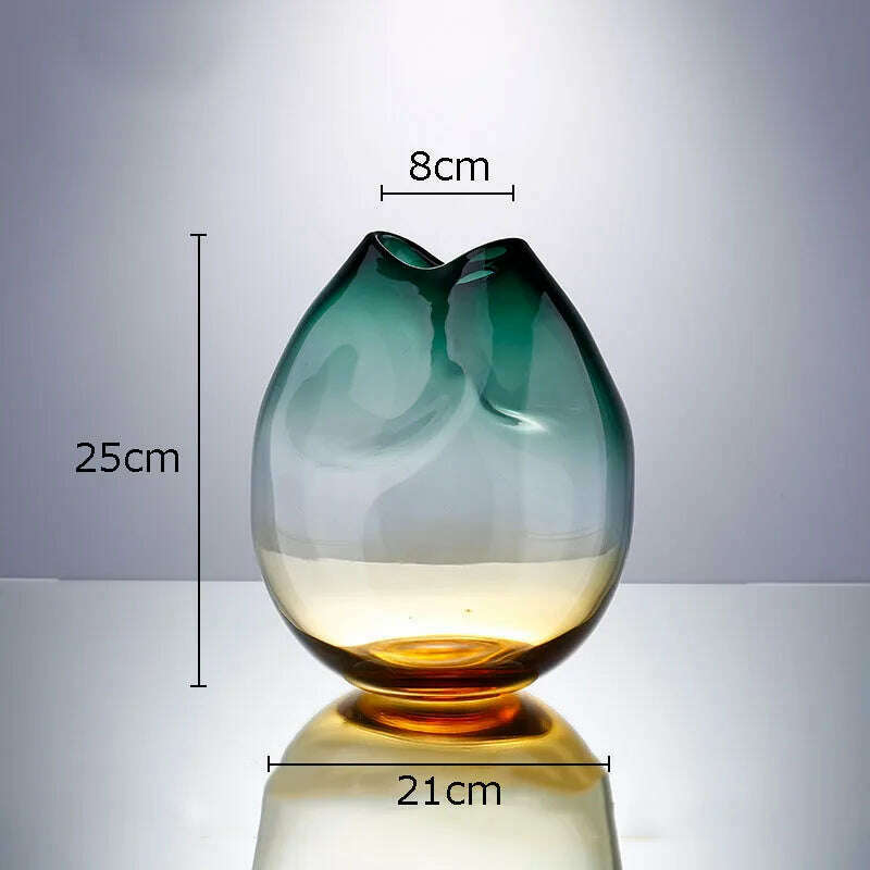 KIMLUD, Creative Transparent Gradient Glass Vase Hydroponic Flower Pots Desk Decoration Artificial Flower Decorative Floral Arrangement, M, KIMLUD APPAREL - Womens Clothes