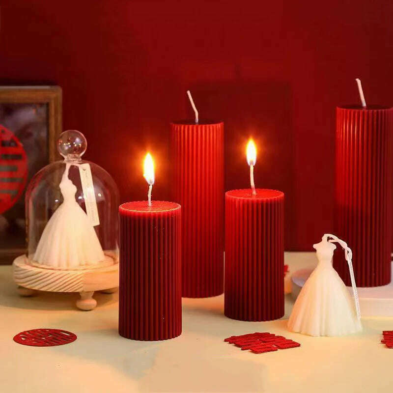 Creative wedding scented candles home decorative centerpiece long red candles new year home decor candle shooting props - KIMLUD