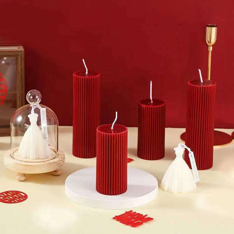 Creative wedding scented candles home decorative centerpiece long red candles new year home decor candle shooting props - KIMLUD