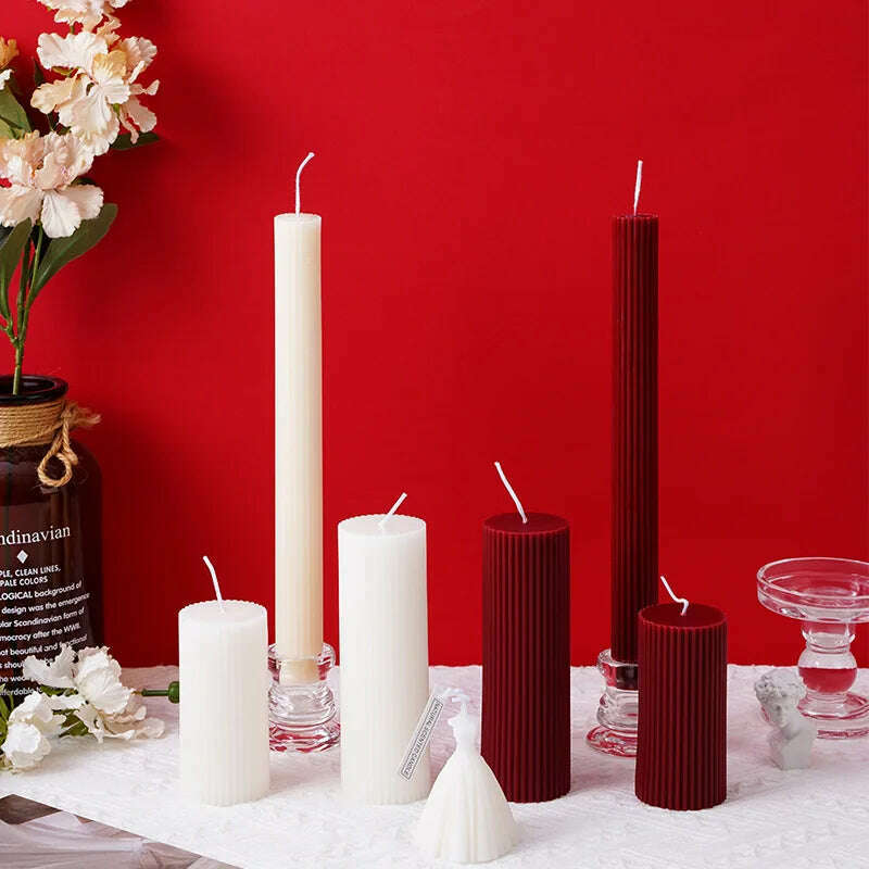 Creative wedding scented candles home decorative centerpiece long red candles new year home decor candle shooting props - KIMLUD
