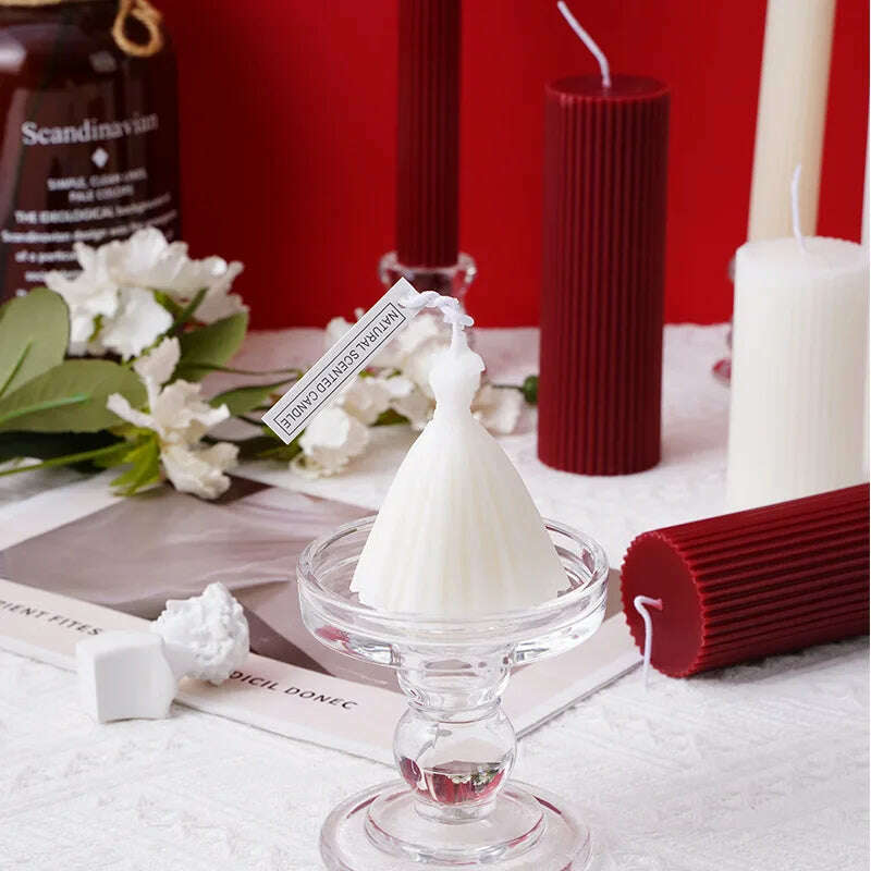 Creative wedding scented candles home decorative centerpiece long red candles new year home decor candle shooting props - KIMLUD
