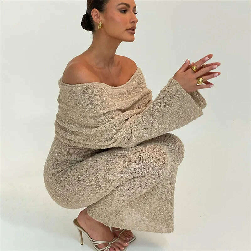 Crocheted Mesh Sheer Dress Women Bodycon Cocktail Long Evening Clothes Ladies Fall Elegant Luxury Long Sexy Party Knit Dresses - KIMLUD