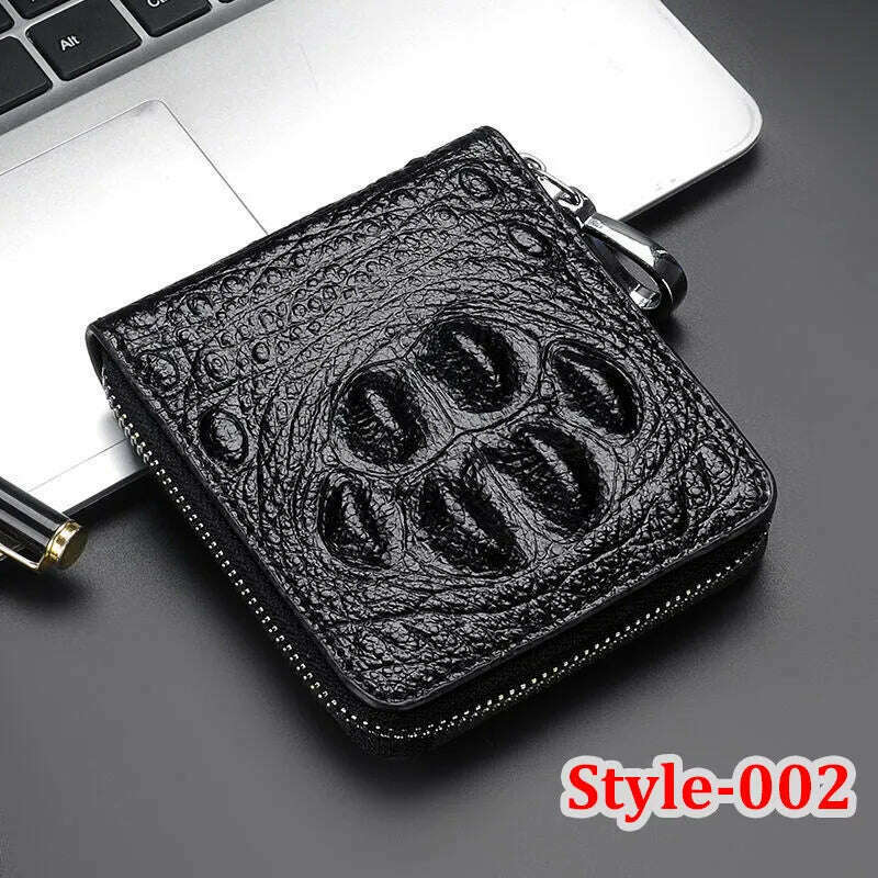 KIMLUD, Crocodile Pattern Genuine Leather Purse Male Walet Multifunction Storage Zipper Bag Coin Purse Credit Card Holder Wallets, Style - 002, KIMLUD APPAREL - Womens Clothes