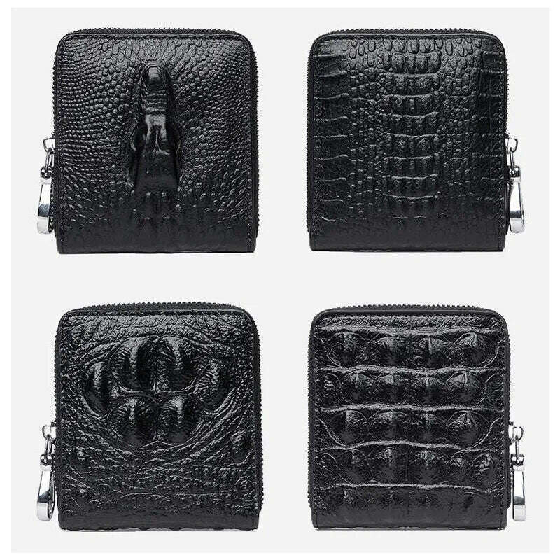 KIMLUD, Crocodile Pattern Genuine Leather Purse Male Walet Multifunction Storage Zipper Bag Coin Purse Credit Card Holder Wallets, KIMLUD Womens Clothes