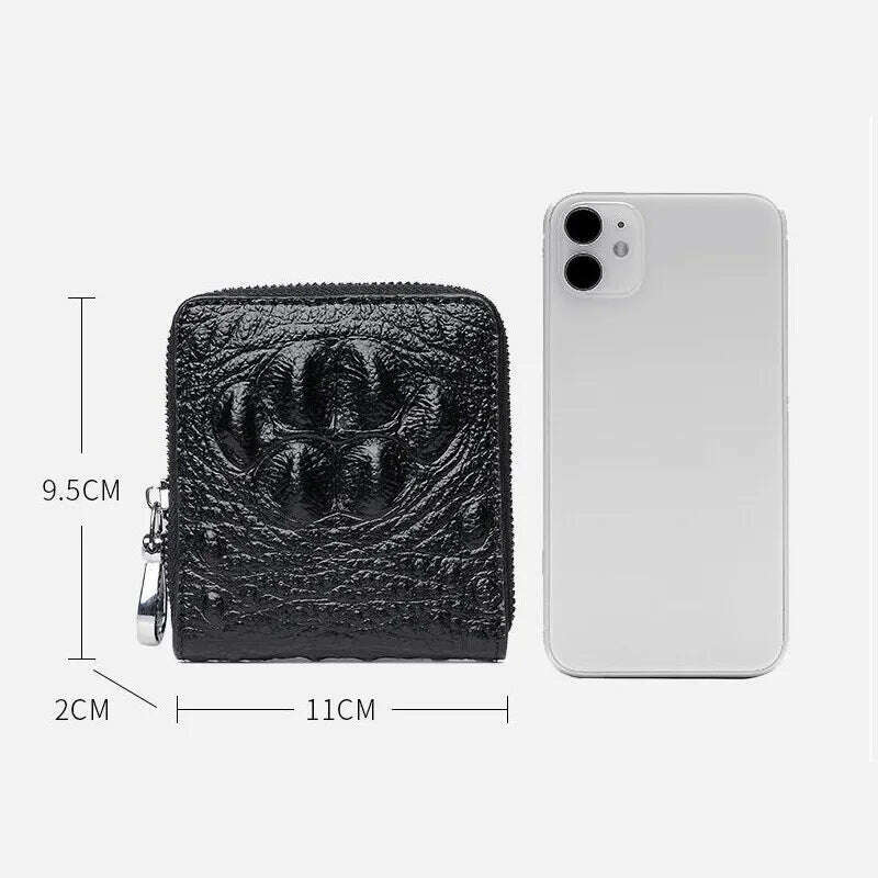 KIMLUD, Crocodile Pattern Genuine Leather Purse Male Walet Multifunction Storage Zipper Bag Coin Purse Credit Card Holder Wallets, KIMLUD Womens Clothes
