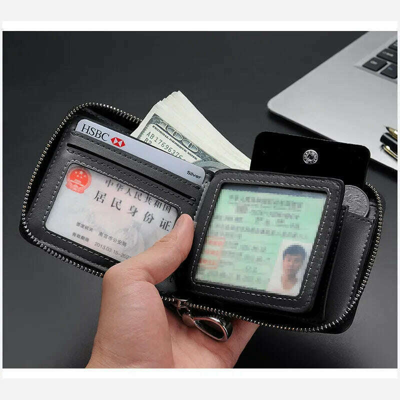 KIMLUD, Crocodile Pattern Genuine Leather Purse Male Walet Multifunction Storage Zipper Bag Coin Purse Credit Card Holder Wallets, KIMLUD Womens Clothes