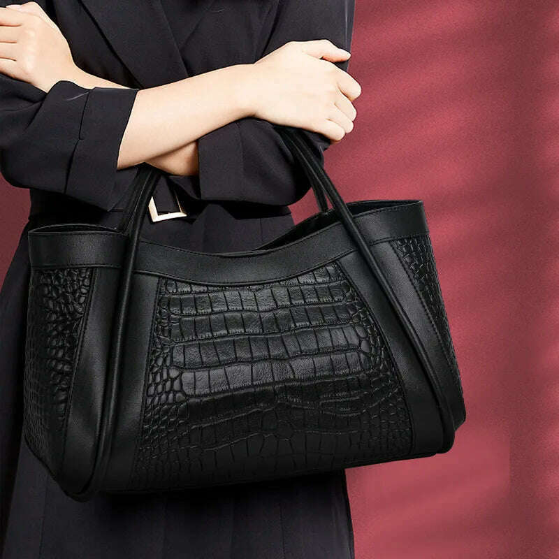 KIMLUD, Crocodile Pattern Leather Women's Handbags Fashion Commuter Large Capacity Tote Shoulder Messenger Bags Luxury Fashion, KIMLUD Womens Clothes