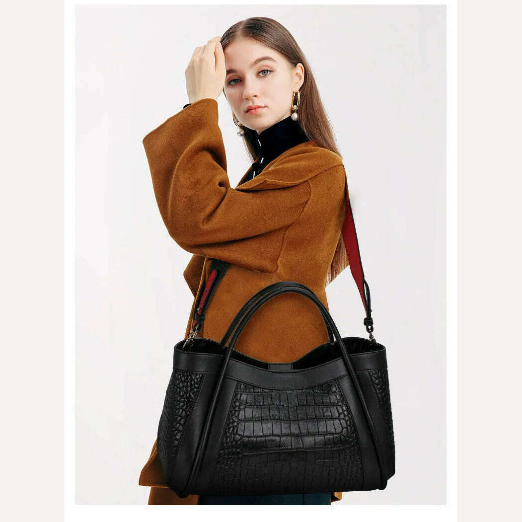 KIMLUD, Crocodile Pattern Leather Women's Handbags Fashion Commuter Large Capacity Tote Shoulder Messenger Bags Luxury Fashion, KIMLUD Womens Clothes