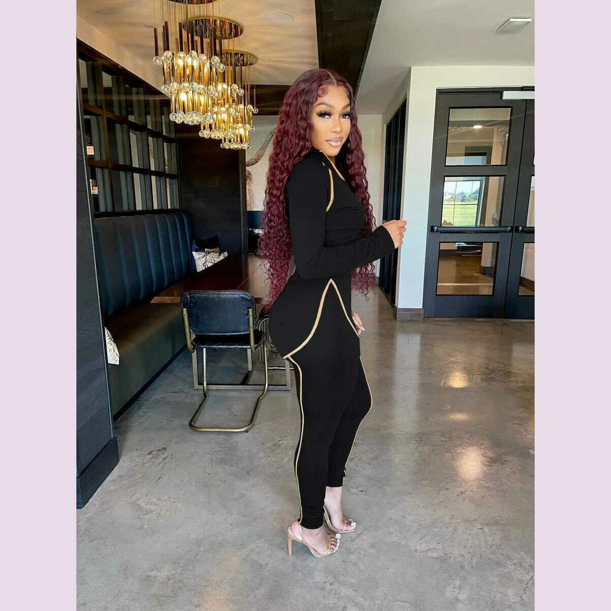 KIMLUD, Crop Top Coat Jacket 2 Piece Pants Sets Women Outfit 2022 Fashion Y2K Streetwear Clothes Matching Set Solid Hoodies Tracksuit, KIMLUD Womens Clothes