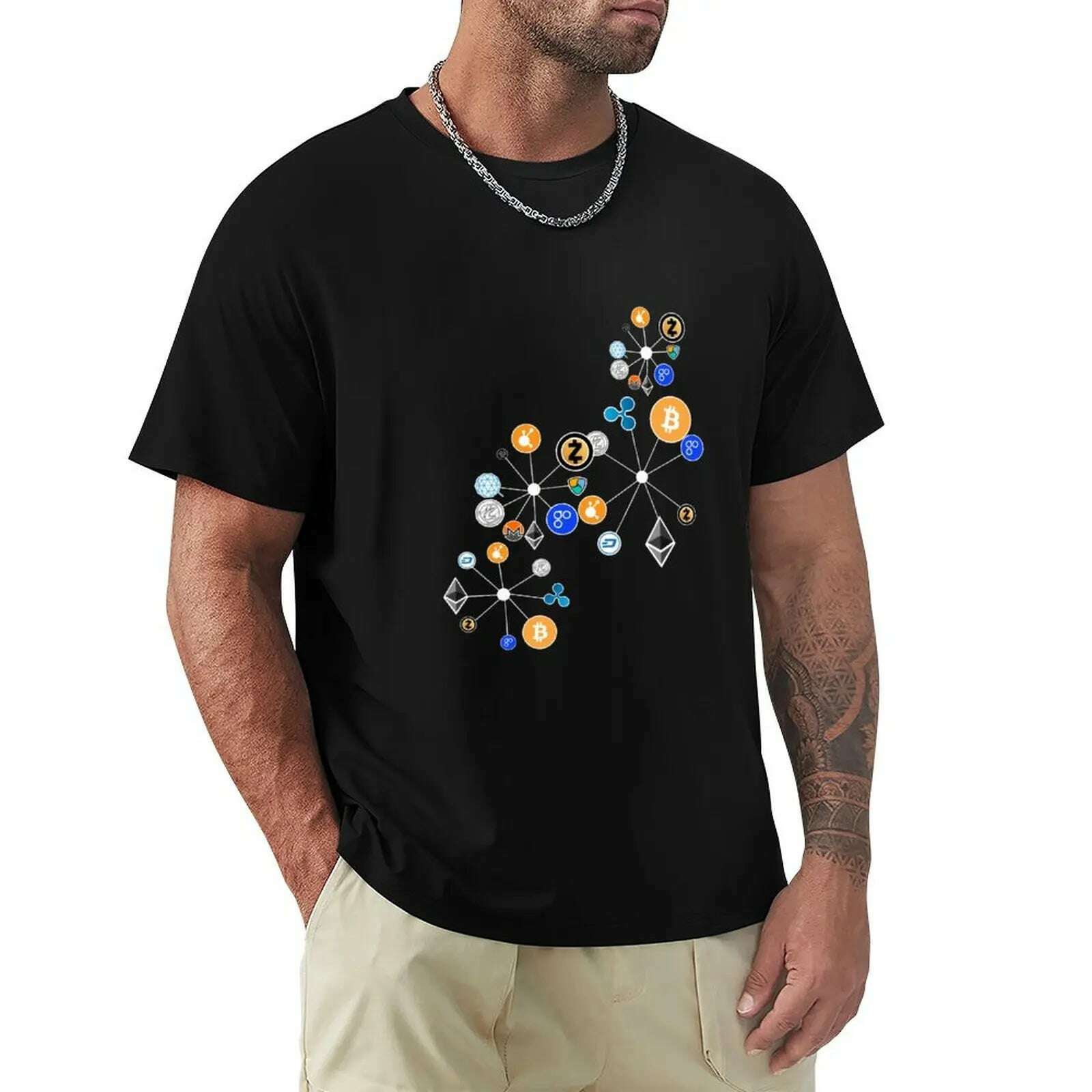 KIMLUD, Cryptocurrency t-shirt. Digital currency art T-Shirt boys animal print quick-drying mens graphic t-shirts anime, Black / S, KIMLUD APPAREL - Womens Clothes