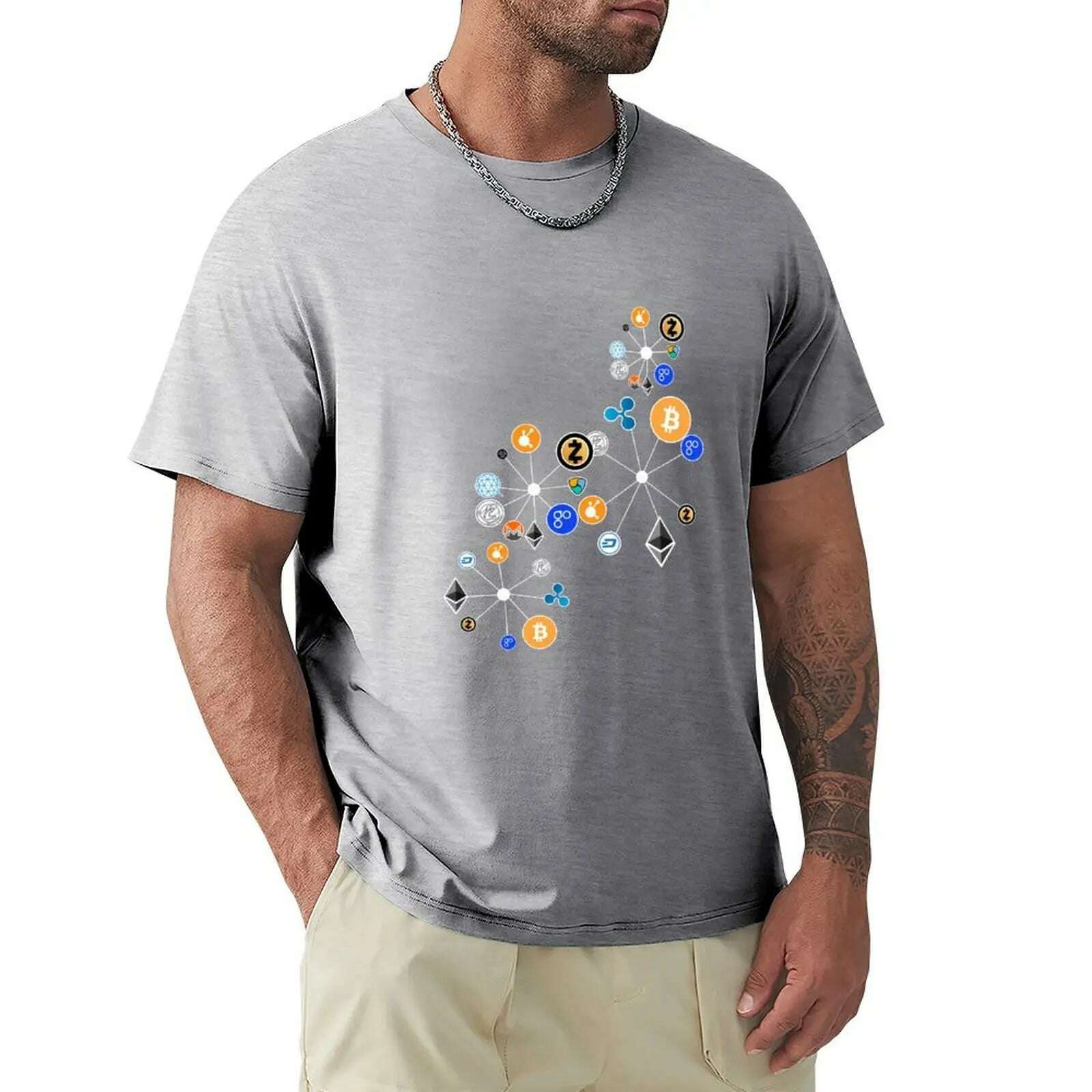 KIMLUD, Cryptocurrency t-shirt. Digital currency art T-Shirt boys animal print quick-drying mens graphic t-shirts anime, Gray / 5XL, KIMLUD APPAREL - Womens Clothes