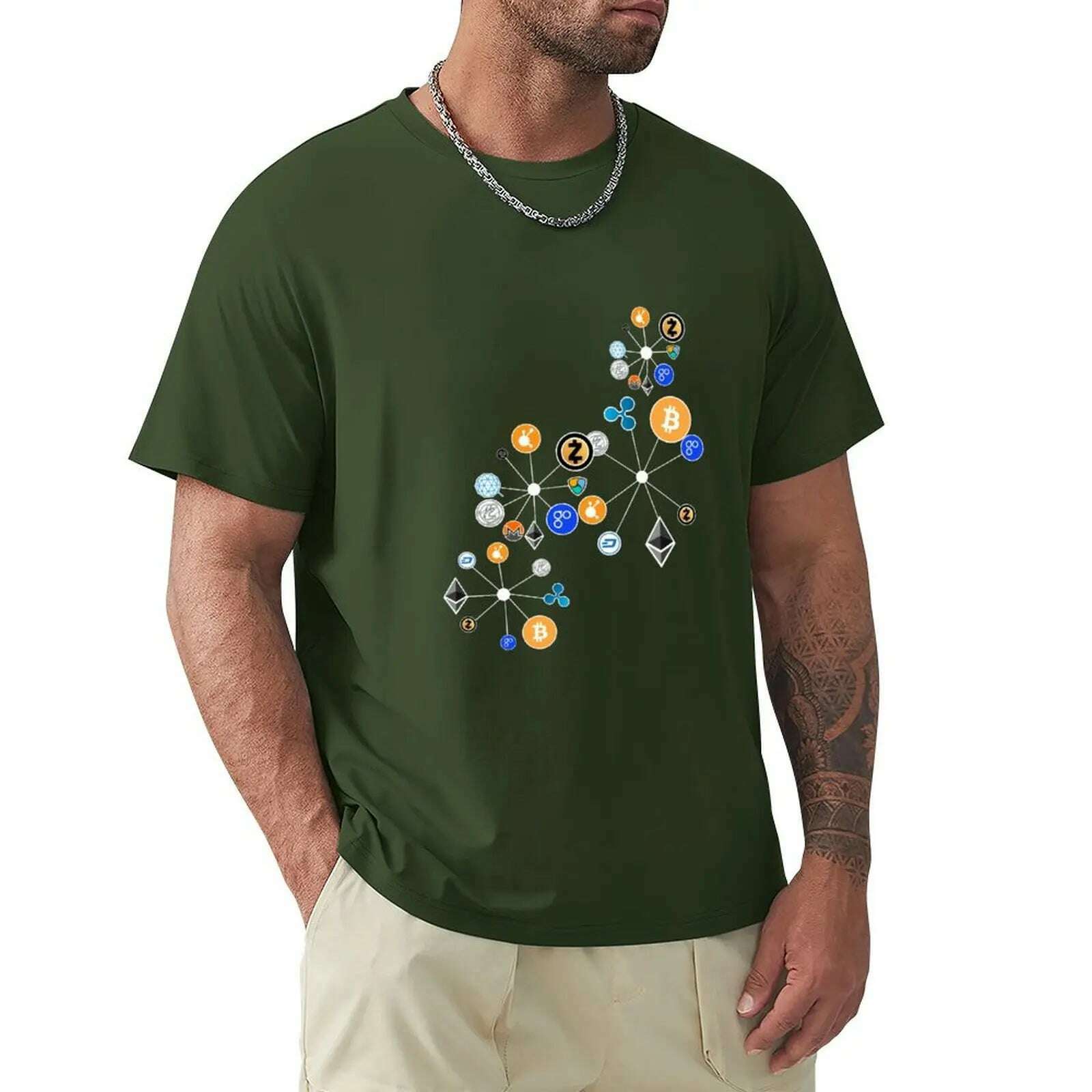KIMLUD, Cryptocurrency t-shirt. Digital currency art T-Shirt boys animal print quick-drying mens graphic t-shirts anime, Army Green / 4XL, KIMLUD APPAREL - Womens Clothes