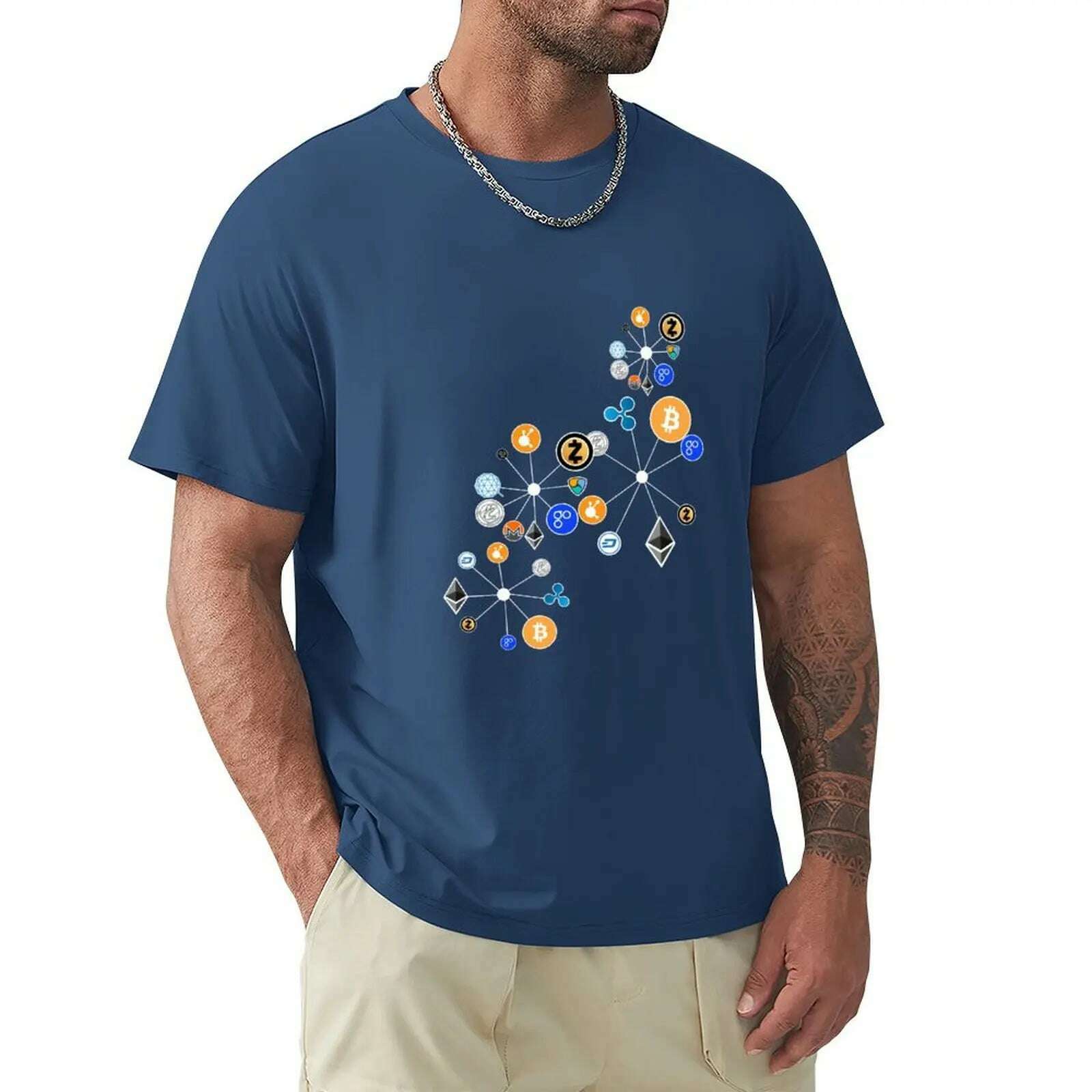 KIMLUD, Cryptocurrency t-shirt. Digital currency art T-Shirt boys animal print quick-drying mens graphic t-shirts anime, Navy / XXXL, KIMLUD APPAREL - Womens Clothes