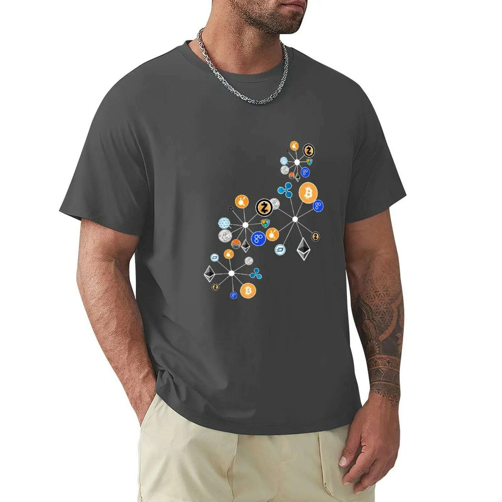 KIMLUD, Cryptocurrency t-shirt. Digital currency art T-Shirt boys animal print quick-drying mens graphic t-shirts anime, Dark Gray / XXL, KIMLUD APPAREL - Womens Clothes