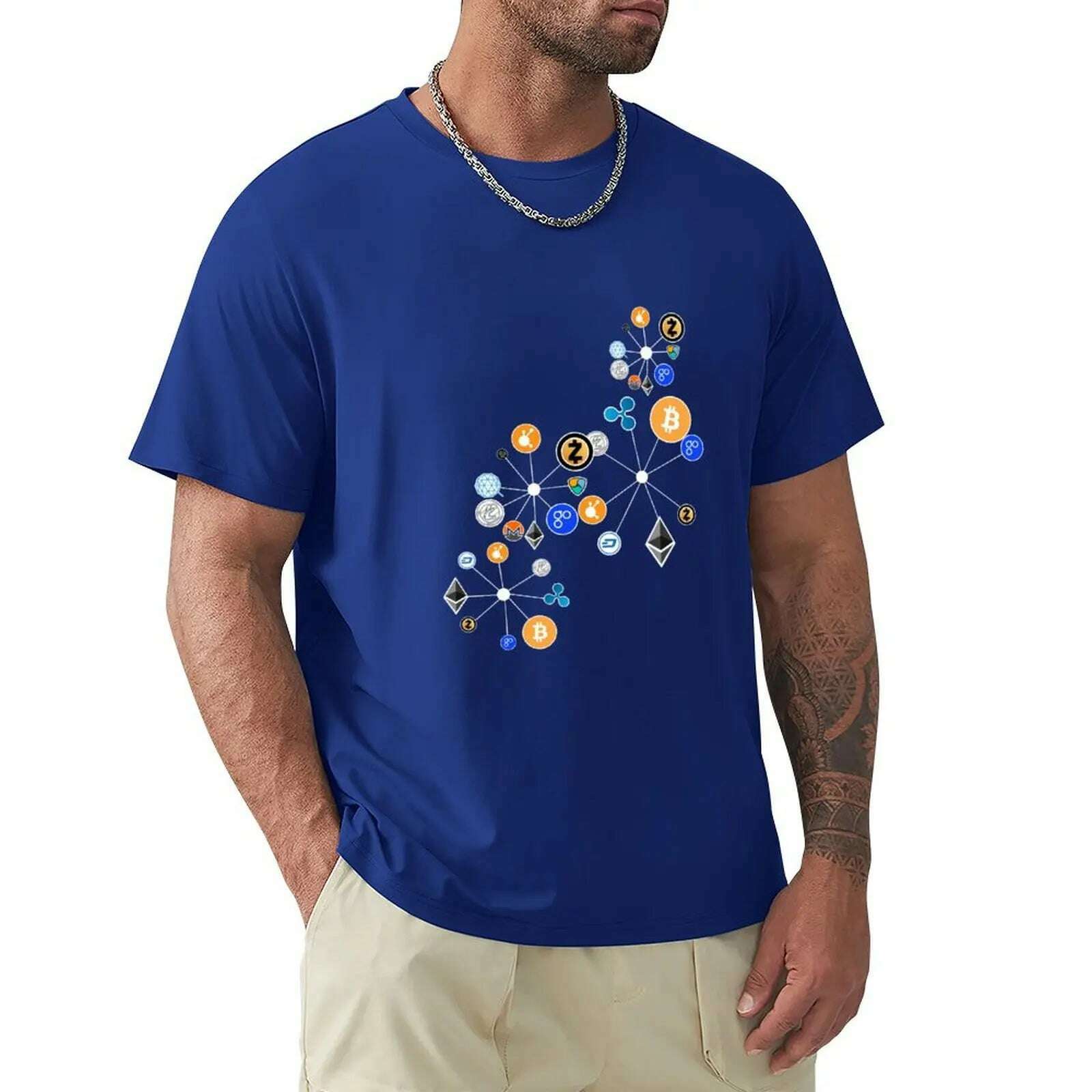 KIMLUD, Cryptocurrency t-shirt. Digital currency art T-Shirt boys animal print quick-drying mens graphic t-shirts anime, Blue / 4XL, KIMLUD APPAREL - Womens Clothes