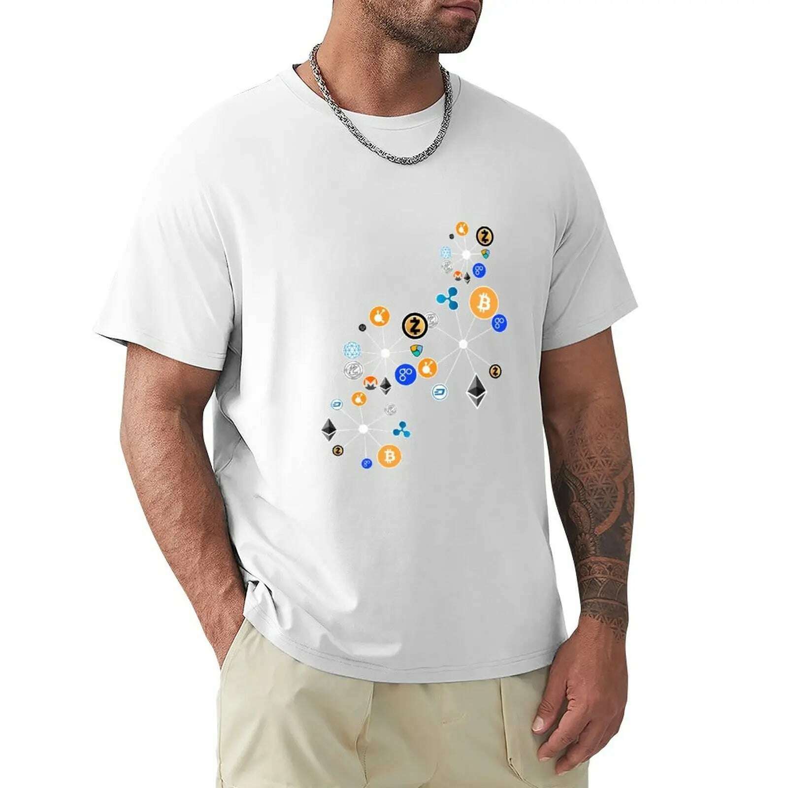 KIMLUD, Cryptocurrency t-shirt. Digital currency art T-Shirt boys animal print quick-drying mens graphic t-shirts anime, White / XXXL, KIMLUD APPAREL - Womens Clothes