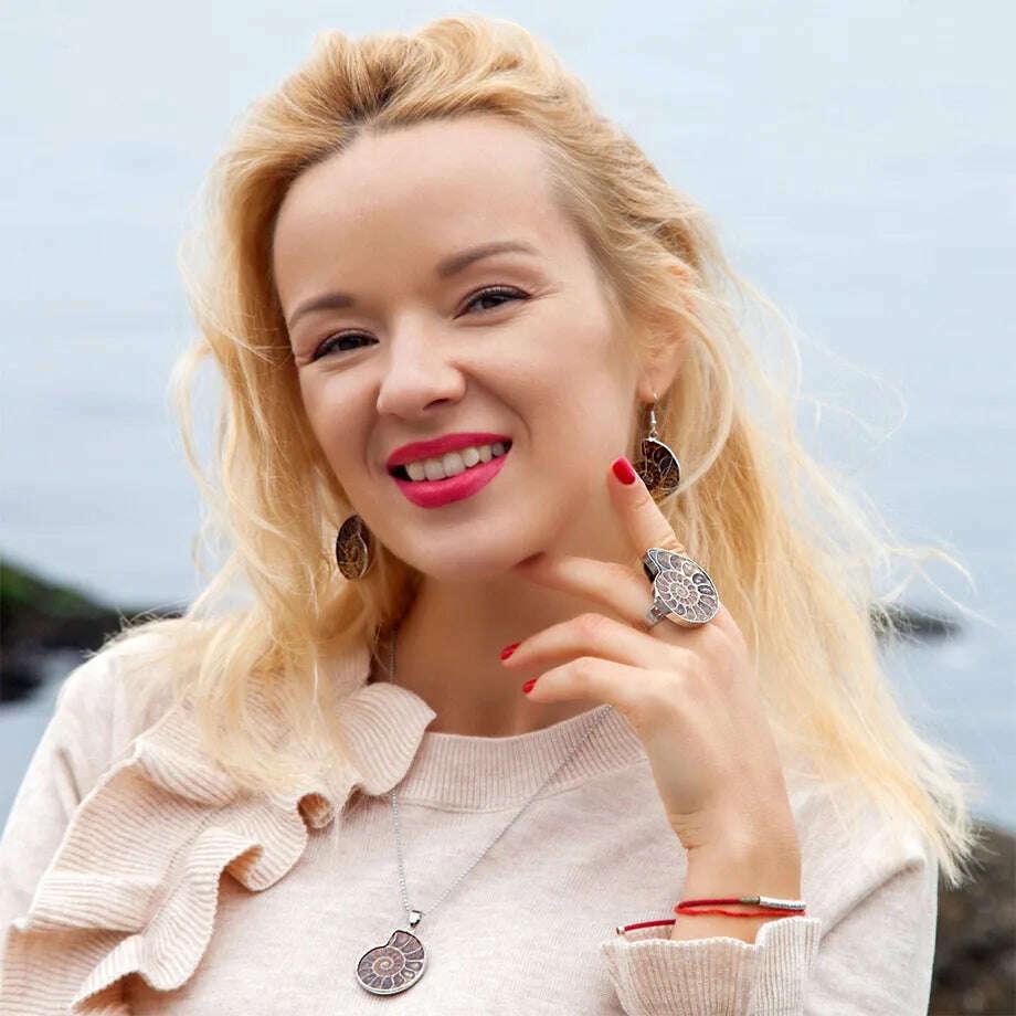 KIMLUD, CSJA Natural Stones Pendants Ammonite Seashell Snail Ocean Reliquiae Conch Animal Necklace Statement Men Jewellery E252, KIMLUD Womens Clothes