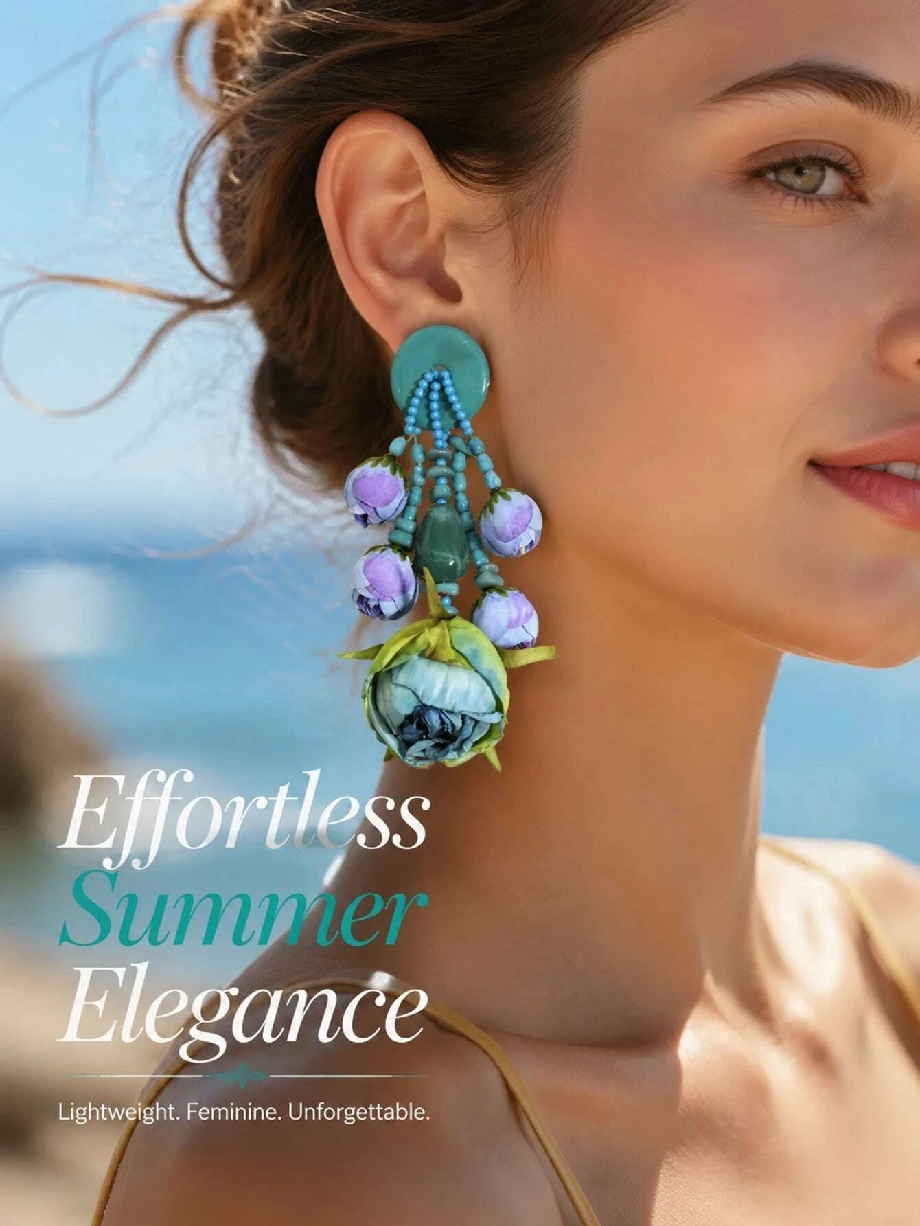 CUIER Statement Bohemian Style Simulation Rosebud Earrings For Women Girl Trendy Luxury Vintage Fairy Wedding Party Jewelry