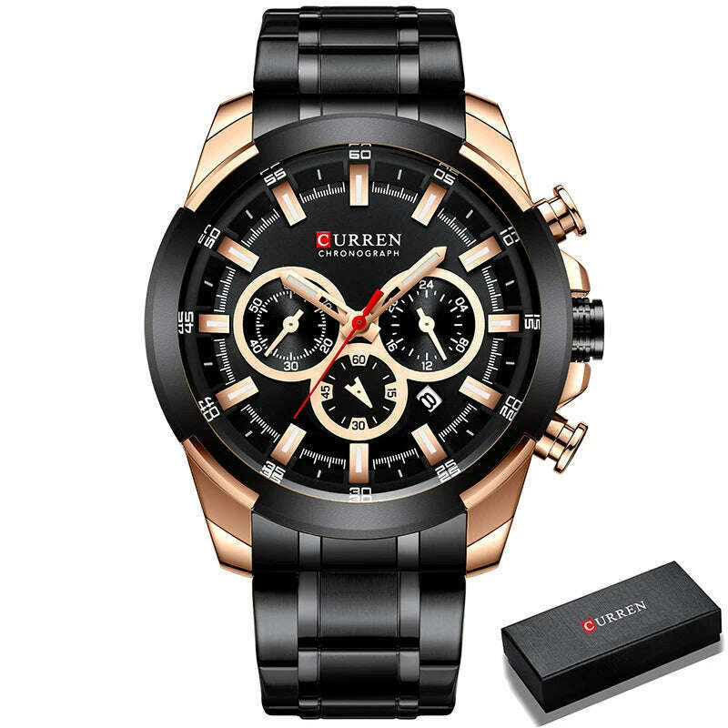 KIMLUD, CURREN Men’s Watches Top Brand Big Sport Watch Luxury Men Military Steel Quartz Wrist Watches Chronograph Gold Design Male Clock, KIMLUD Womens ClothesKIMLUD, CURREN Men’s Watches Top Brand Big Sport Watch Luxury Men Military Steel Quartz Wrist Watches Chronograph Gold Design Male Clock, RG B Box, KIMLUD APPAREL - Womens Clothes