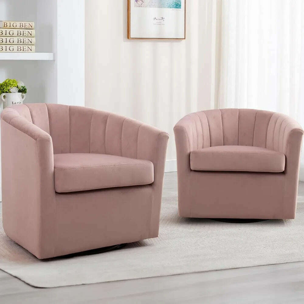 KIMLUD, Curved Barrel Chairs Upholstered Comfy Single Sofa Chairs Modern Home Corner Barrel Chair Living Room, Bedroom (Pink Set of 2), KIMLUD Womens Clothes