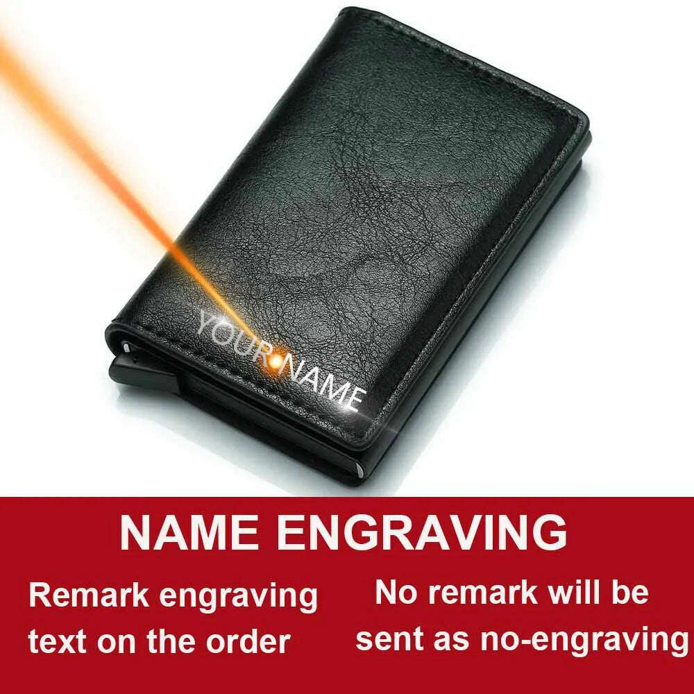 KIMLUD, Custom Card Holder Men Wallets Rfid Black Carbon Fiber Leather Minimalist Wallet Gifts for Men Personalized Carteira Masculina, Black(Name Service), KIMLUD APPAREL - Womens Clothes