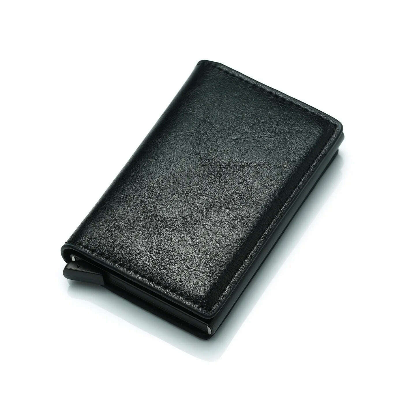 KIMLUD, Custom Card Holder Men Wallets Rfid Black Carbon Fiber Leather Minimalist Wallet Gifts for Men Personalized Carteira Masculina, Black, KIMLUD APPAREL - Womens Clothes
