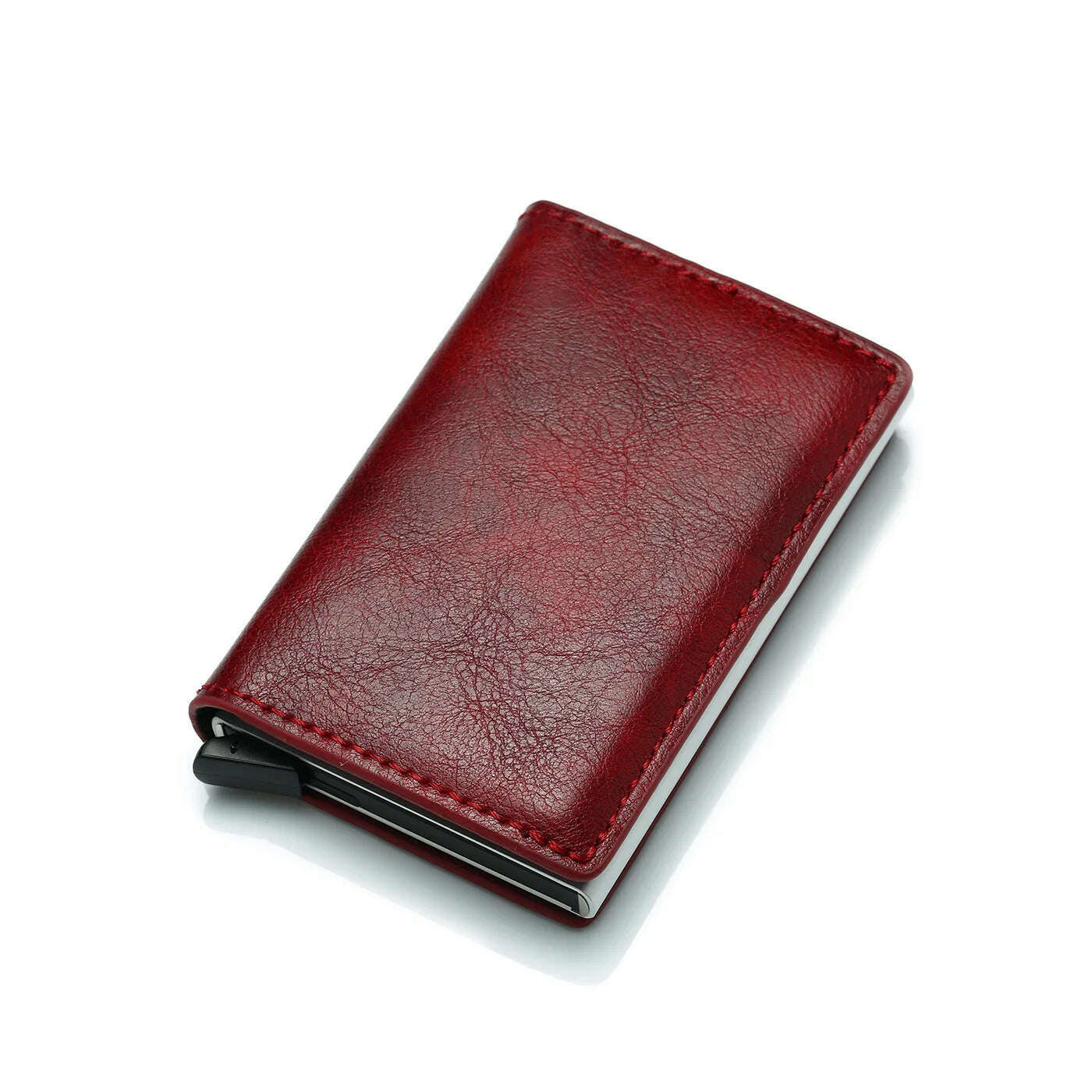 KIMLUD, Custom Card Holder Men Wallets Rfid Black Carbon Fiber Leather Minimalist Wallet Gifts for Men Personalized Carteira Masculina, Red, KIMLUD APPAREL - Womens Clothes