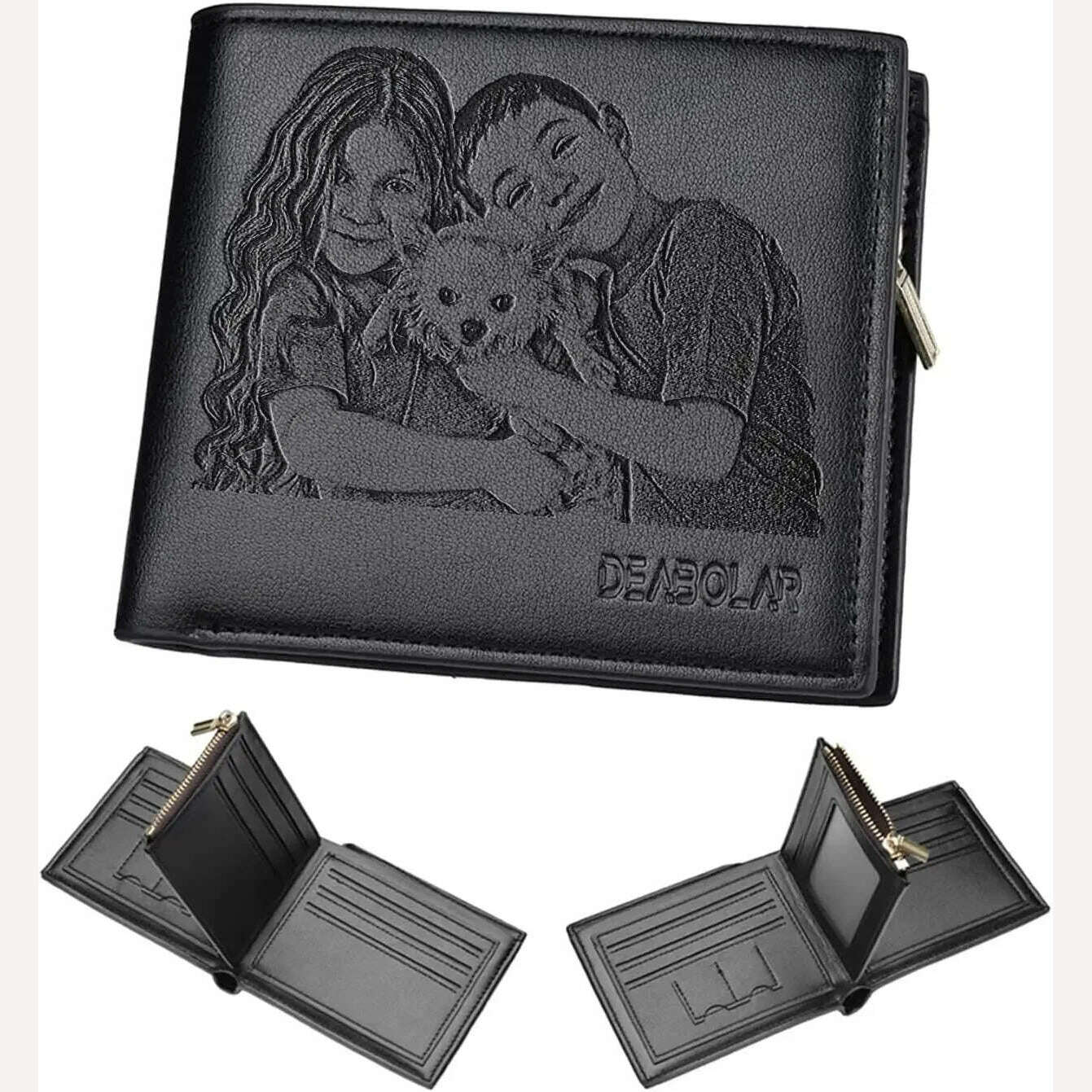 KIMLUD, Custom Engraved Wallet,Personalized Photo RFID Wallets for Men,Husband,Dad,Son,Personalized Gifts for Bithday Anniversary Day, black-horizontal, KIMLUD APPAREL - Womens Clothes
