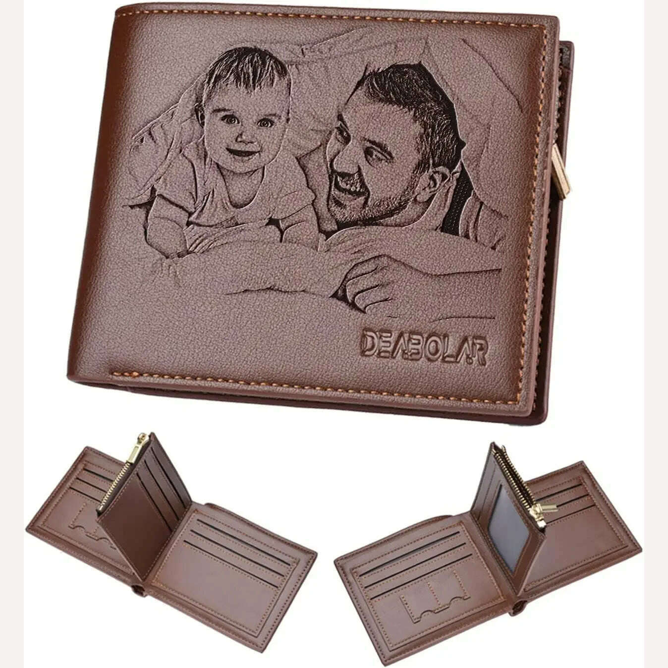 KIMLUD, Custom Engraved Wallet,Personalized Photo RFID Wallets for Men,Husband,Dad,Son,Personalized Gifts for Bithday Anniversary Day, brown-horizontal, KIMLUD APPAREL - Womens Clothes