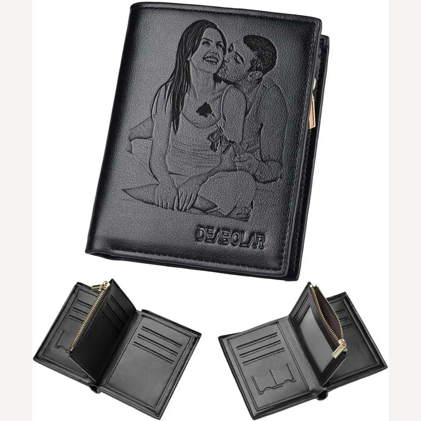 KIMLUD, Custom Engraved Wallet,Personalized Photo RFID Wallets for Men,Husband,Dad,Son,Personalized Gifts for Bithday Anniversary Day, black-vertical, KIMLUD APPAREL - Womens Clothes