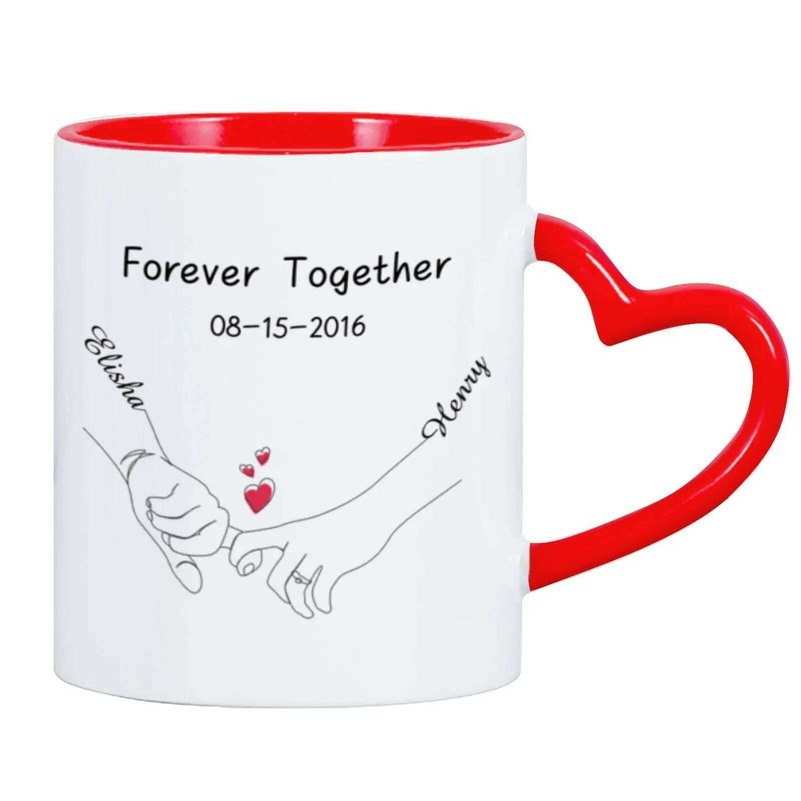 KIMLUD, Custom Photo Coffee Mug for Boyfriend Forever Together Tea Cup Anniversary Sweet Gift Ceramics Mug for Valentine's Day Present, KIMLUD Womens ClothesKIMLUD, Custom Photo Coffee Mug for Boyfriend Forever Together Tea Cup Anniversary Sweet Gift Ceramics Mug for Valentine's Day Present, Red / 11oz, KIMLUD APPAREL - Womens Clothes