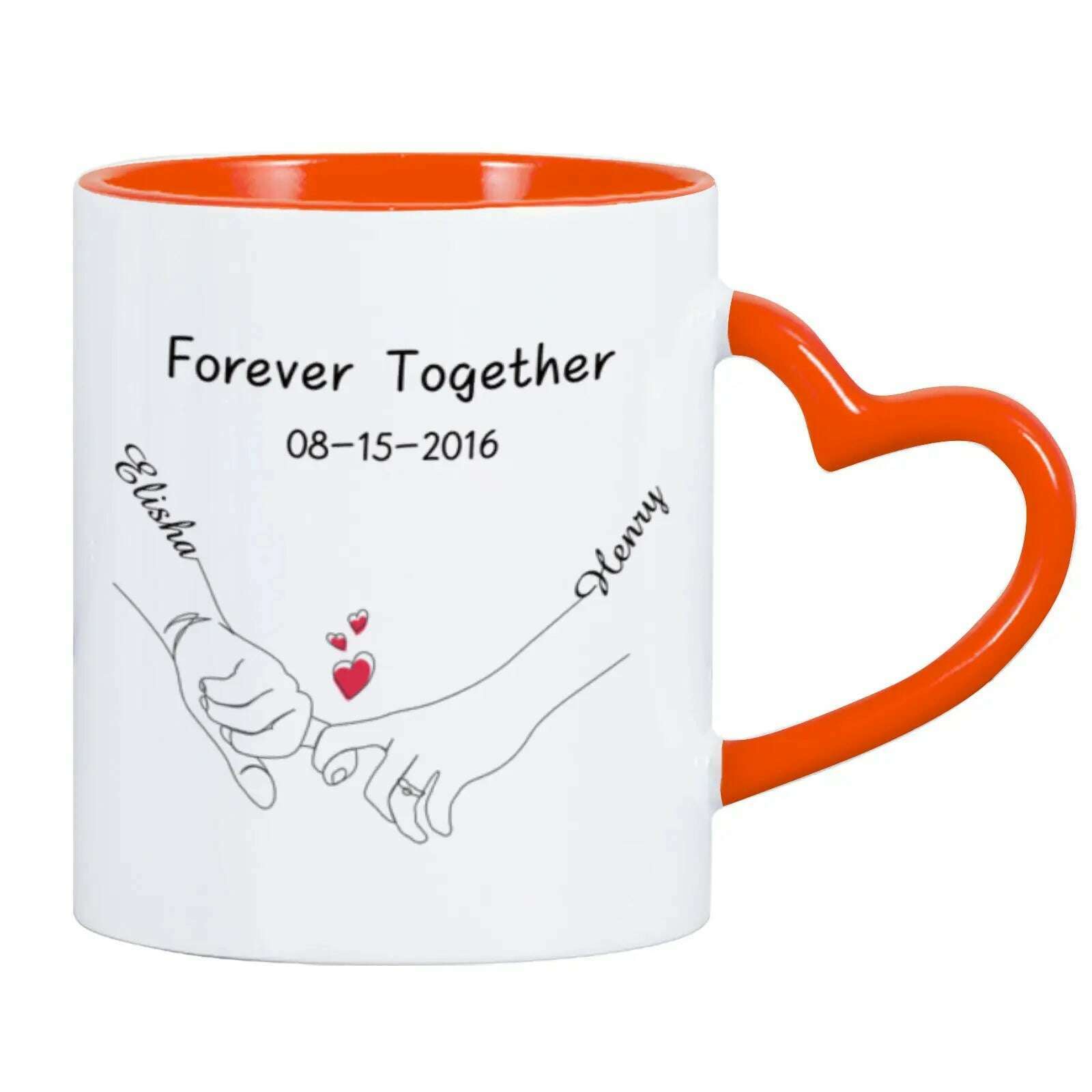 KIMLUD, Custom Photo Coffee Mug for Boyfriend Forever Together Tea Cup Anniversary Sweet Gift Ceramics Mug for Valentine's Day Present, KIMLUD Womens ClothesKIMLUD, Custom Photo Coffee Mug for Boyfriend Forever Together Tea Cup Anniversary Sweet Gift Ceramics Mug for Valentine's Day Present, Orange / 11oz, KIMLUD APPAREL - Womens Clothes