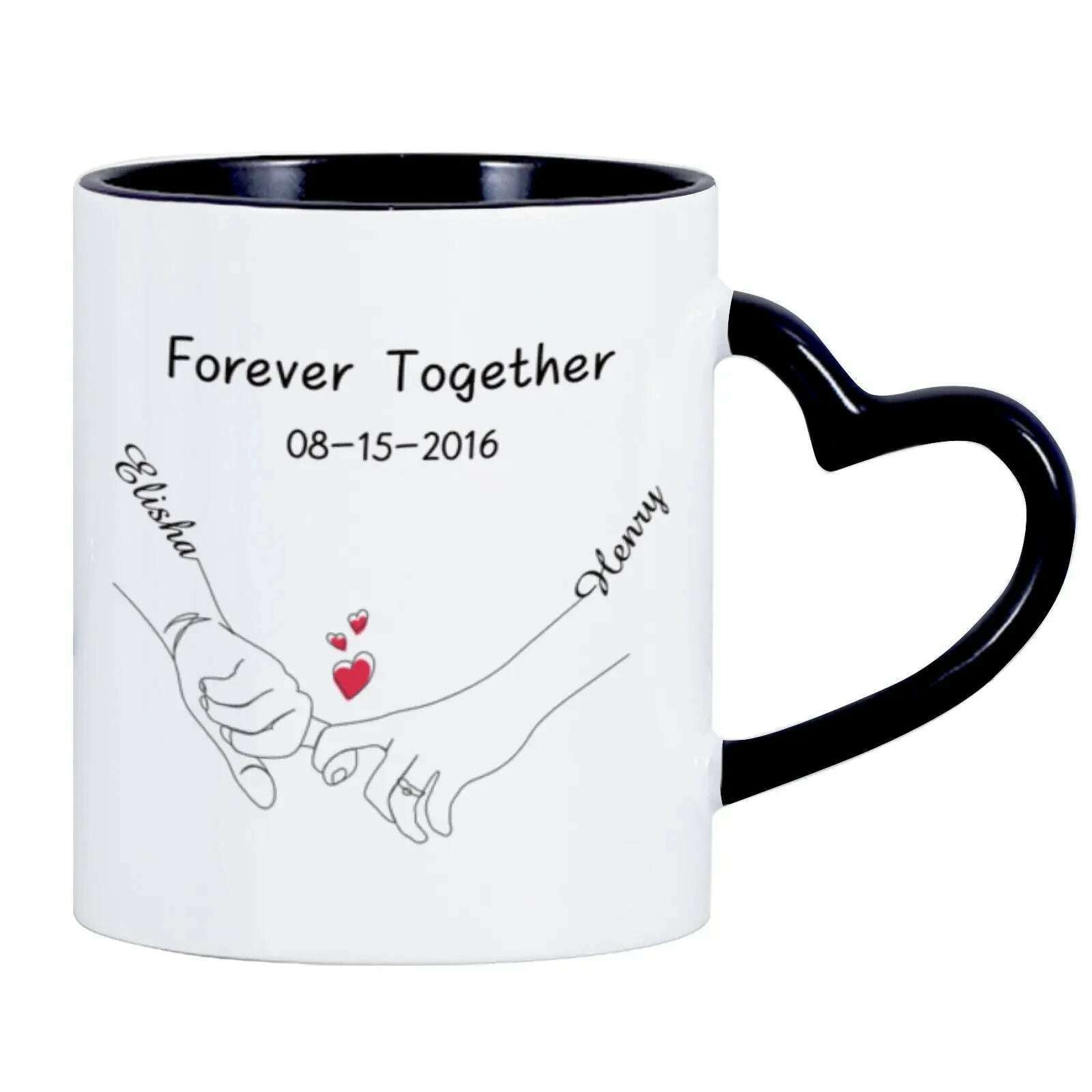 KIMLUD, Custom Photo Coffee Mug for Boyfriend Forever Together Tea Cup Anniversary Sweet Gift Ceramics Mug for Valentine's Day Present, KIMLUD Womens ClothesKIMLUD, Custom Photo Coffee Mug for Boyfriend Forever Together Tea Cup Anniversary Sweet Gift Ceramics Mug for Valentine's Day Present, Black / 11oz, KIMLUD APPAREL - Womens Clothes