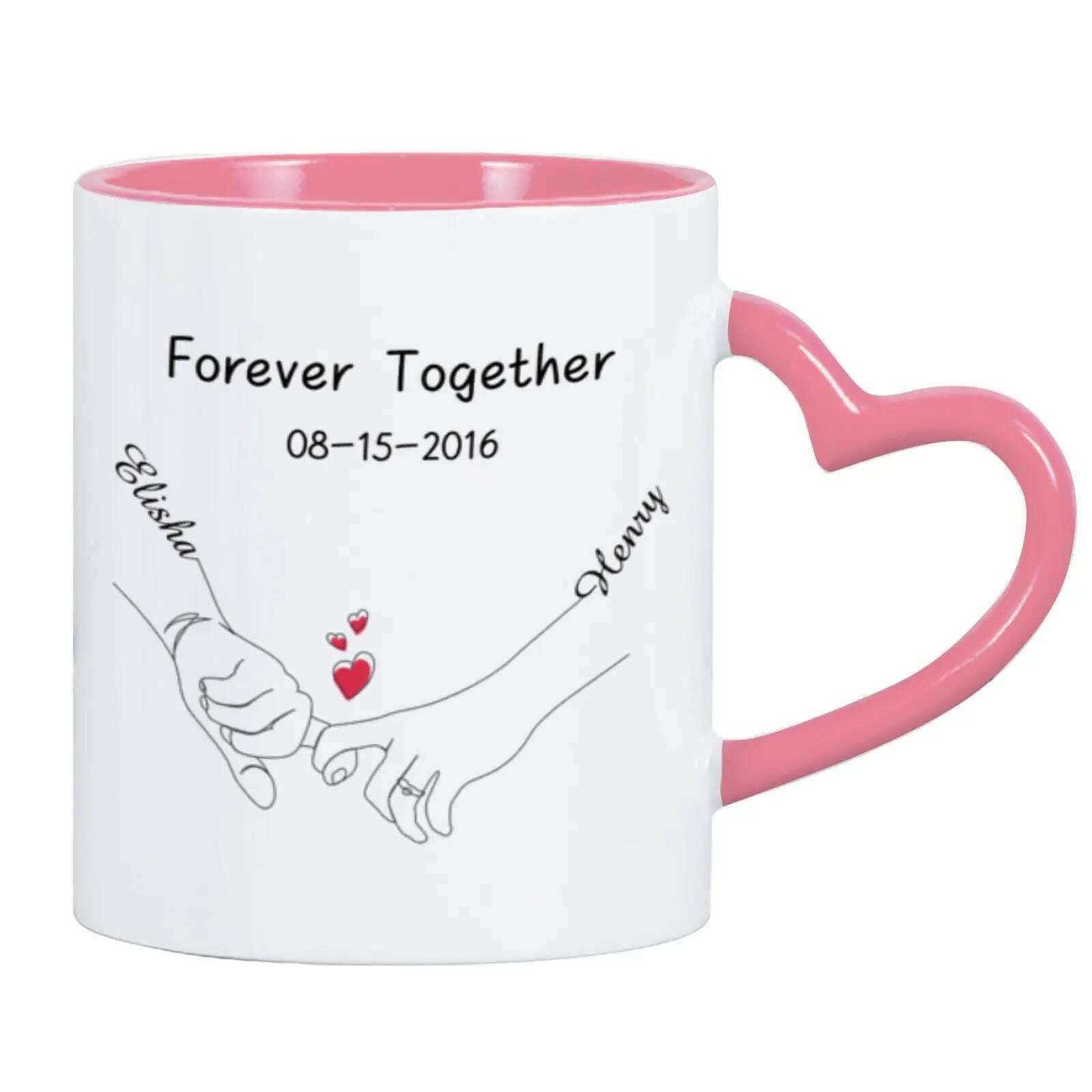 KIMLUD, Custom Photo Coffee Mug for Boyfriend Forever Together Tea Cup Anniversary Sweet Gift Ceramics Mug for Valentine's Day Present, KIMLUD Womens ClothesKIMLUD, Custom Photo Coffee Mug for Boyfriend Forever Together Tea Cup Anniversary Sweet Gift Ceramics Mug for Valentine's Day Present, Pink / 11oz, KIMLUD APPAREL - Womens Clothes